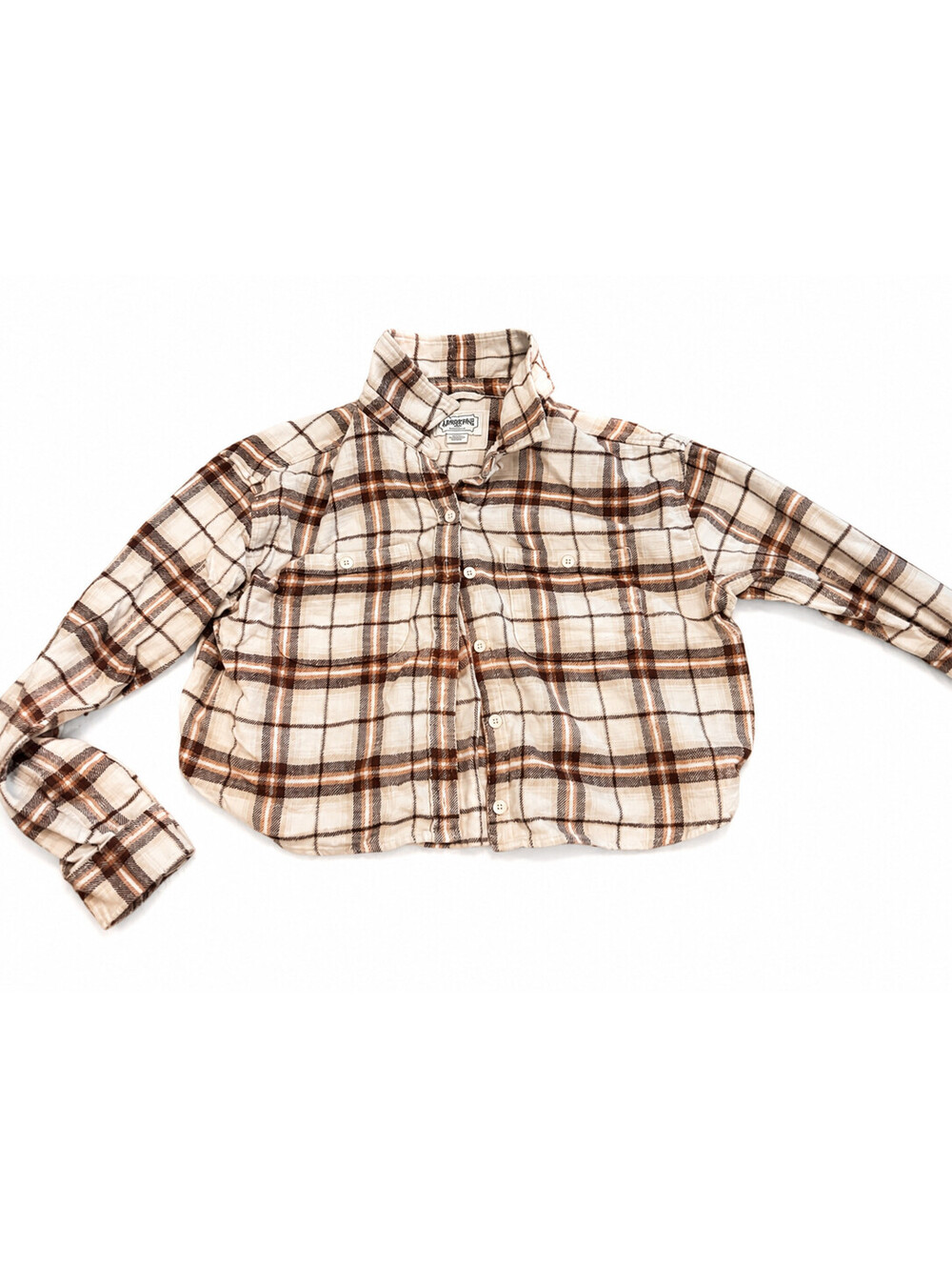 American Eagle Outfitters Women's Brown White Plaid Flannel Long Sleeve size S